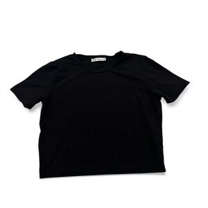 Zara Cropped Stretch T-Shirt Cotton Black Medium